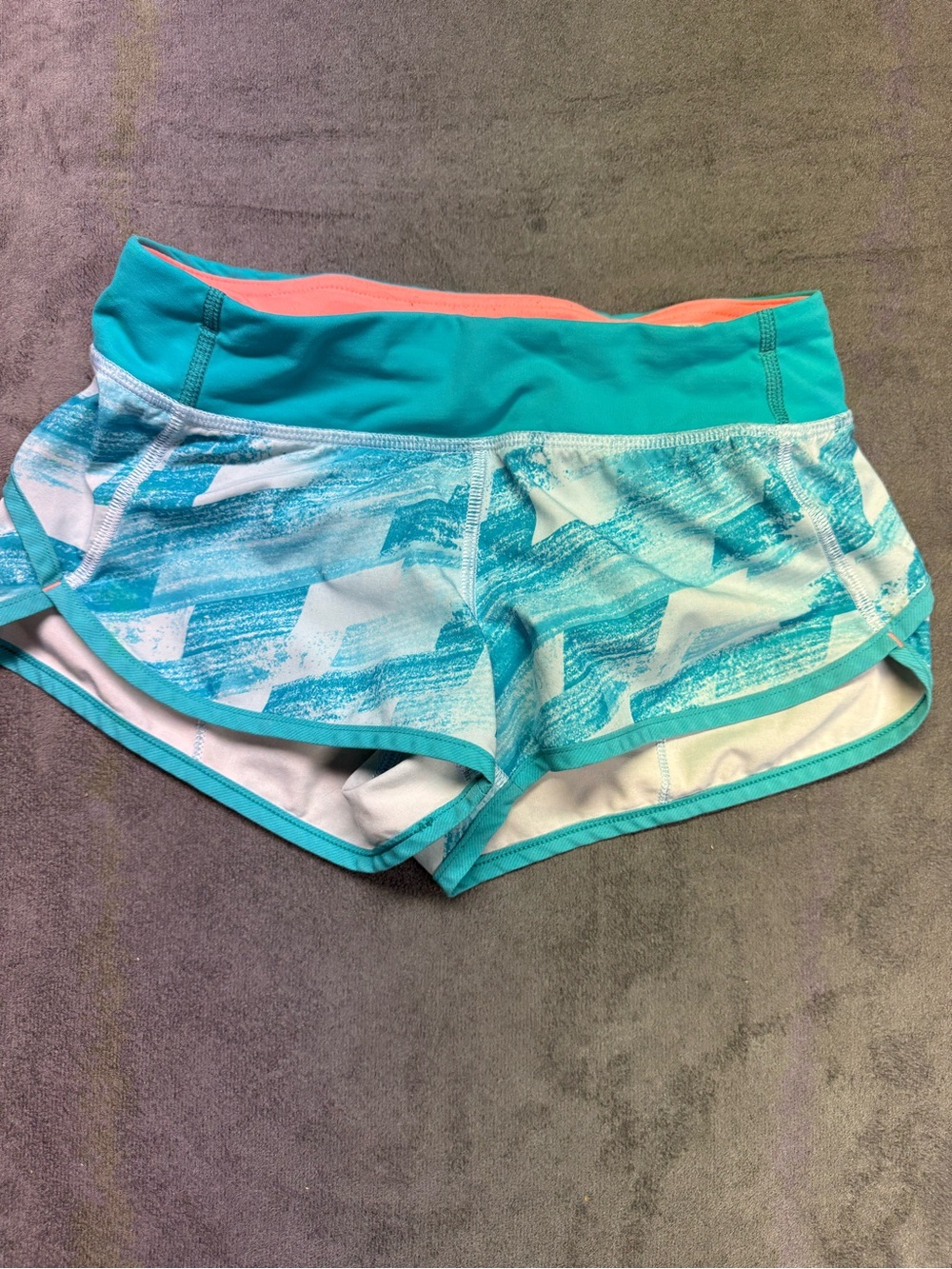 Ivivva Teal and Coral Patterned Girls’ Active Shorts